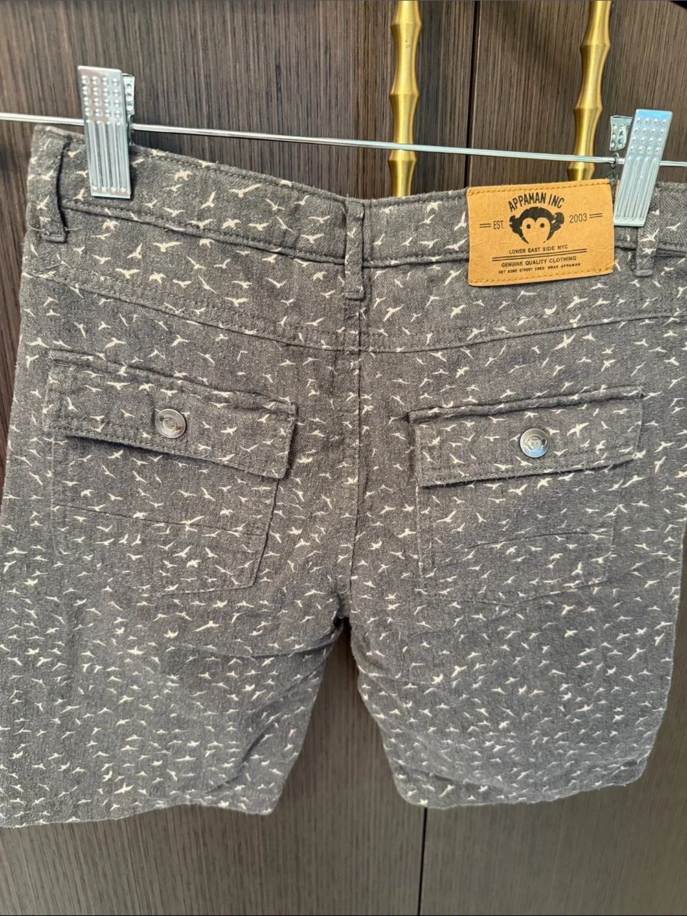 Appaman Gray Shorts with White Bird Print